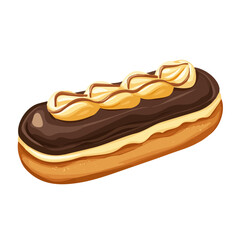 Minimal flat vector of a Eclair, 2D icon-style illustration on white background
