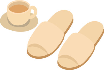 Beige Slippers with Coffee 