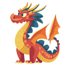 Minimal flat vector of a Dragon, 2D icon-style illustration on white background