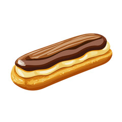 Flat 2D Eclair illustration, vector graphic in icon style, on white background