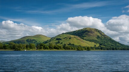 Lakeside hillscape scenery