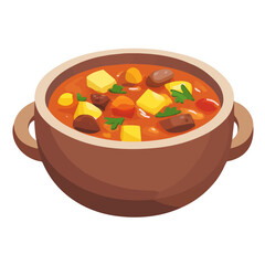 Minimal flat vector of a Goulash Soup, 2D icon-style illustration on white background