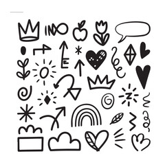Collection of Hand Drawn Doodle Icons and Symbols drawing
