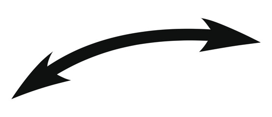 Curved black upward arrow icon, long direction pointer symbol isolated on transparent background. Abstract business vector design, marker style, flat graphic for web, next style, round shape