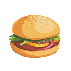 2D flat vector illustration of a Dabeli in icon style, isolated on white background