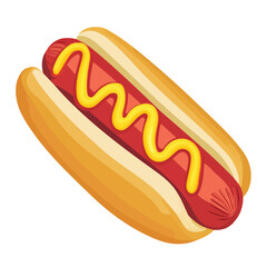 Hot Dog, flat style 2D vector image, isolated on a white background