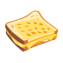 Flat 2D Grilled Cheese Sandwich illustration, vector graphic in icon style, on white background