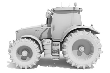 Farm Tractor in Clay Style Render on White Background 3D Rendering