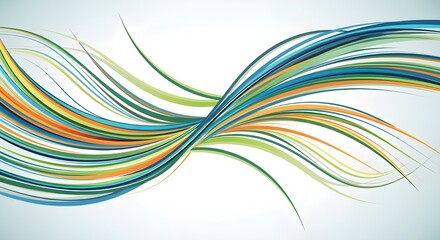 Abstract colorful wavy lines on white background