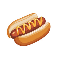 2D flat vector illustration of a Currywurst in icon style, isolated on white background