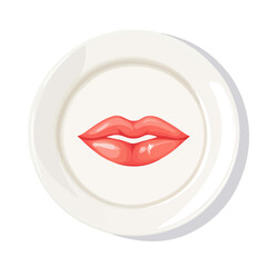 Flute Lip Plate, flat style 2D vector image, isolated on a white background