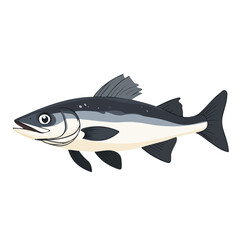 2D flat vector illustration of a Haddock in icon style, isolated on white background