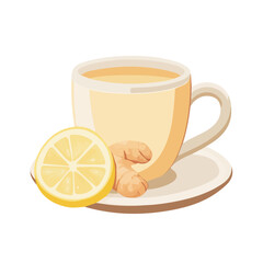 Ginger Tea, flat style 2D vector image, isolated on a white background