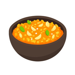 Flat 2D Gajar Ka Halwa illustration, vector graphic in icon style, on white background