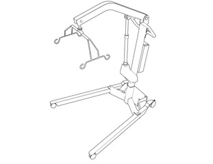 White Patient Lift for Safe Patient Transfer: Essential, Durable Medical Hoist, Mobility Aid for Home Care, Elderly Support, and Rehabilitation. Isolated HD PNG on Transparent Background.