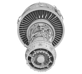 Turbofan Aircraft Engine in Clay Style Render on White Background 3D Rendering