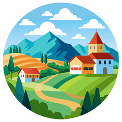 Naklejka premium houses on the hill