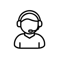 Silhouette Icon of Person Wearing Headset – Customer Support Vector Illustration