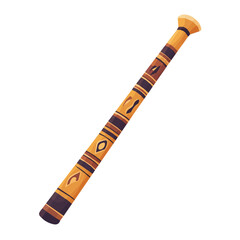 2D flat vector illustration of a Didgeridoo in icon style, isolated on white background