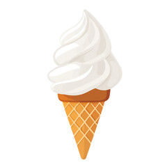 Flat 2D Ice Cream Cone illustration, vector graphic in icon style, on white background