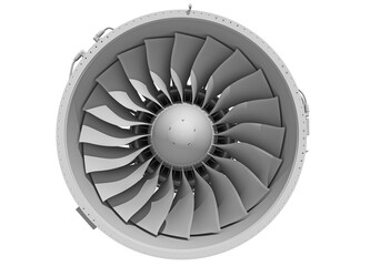 Turbofan Aircraft Engine in Clay Style Render on White Background 3D Rendering