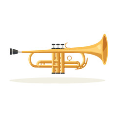 Fototapeta premium Minimal flat vector of a Jazz Trumpet, 2D icon-style illustration on white background