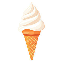 Ice Cream Cone, flat style 2D vector image, isolated on a white background