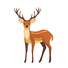 2D flat vector illustration of a Deer in icon style, isolated on white background