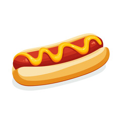 2D flat vector illustration of a Currywurst in icon style, isolated on white background