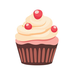 Minimal flat vector of a Cupcake, 2D icon-style illustration on white background