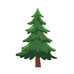 Flat 2D Fir Tree illustration, vector graphic in icon style, on white background