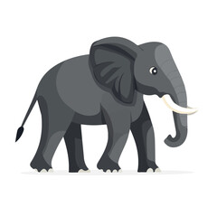 Flat 2D Elephant illustration, vector graphic in icon style, on white background