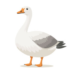 2D flat vector illustration of a Goose in icon style, isolated on white background