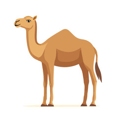 Minimal flat vector of a Dromedary, 2D icon-style illustration on white background