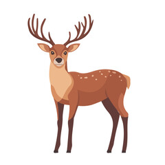 Flat 2D Deer illustration, vector graphic in icon style, on white background