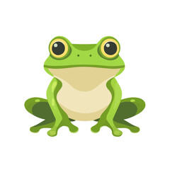 Minimal flat vector of a Frog, 2D icon-style illustration on white background