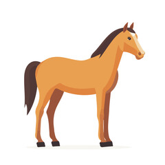 Horse, flat style 2D vector image, isolated on a white background