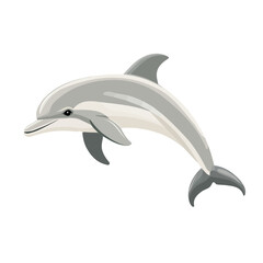2D flat vector illustration of a Dolphin in icon style, isolated on white background