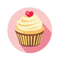 Minimal flat vector of a Cupcake, 2D icon-style illustration on white background
