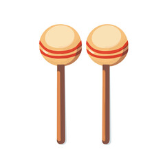 Flat 2D Drum Mallets illustration, vector graphic in icon style, on white background