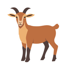 Minimal flat vector of a Goat, 2D icon-style illustration on white background