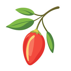 Minimal flat vector of a Goji Berry, 2D icon-style illustration on white background