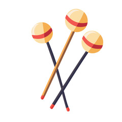 Flat 2D Drum Mallets illustration, vector graphic in icon style, on white background