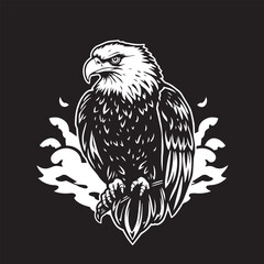 Obraz premium Majestic eagle line art vector design black and white illustration.