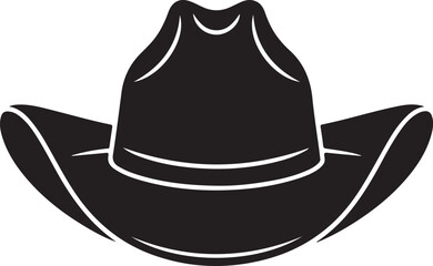 Western Cowboy Hat Silhouette &ndash; Classic Wide Brim Rancher Hat Vector Illustration