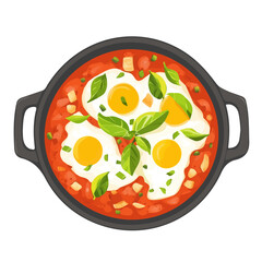 Shakshuka, flat style 2D vector image, isolated on a white background