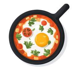 Shakshuka, flat style 2D vector image, isolated on a white background