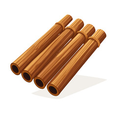 Minimal flat vector of a Pan Flute, 2D icon-style illustration on white background