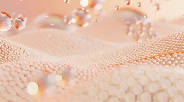 Microcosmic Elegance: Evoking a sense of delicate texture with the gentle play of light, the image captivates with a close-up perspective, where dewdrops cascade across a textured surface. 