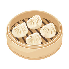 Minimal flat vector of a Steamed Dumplings, 2D icon-style illustration on white background